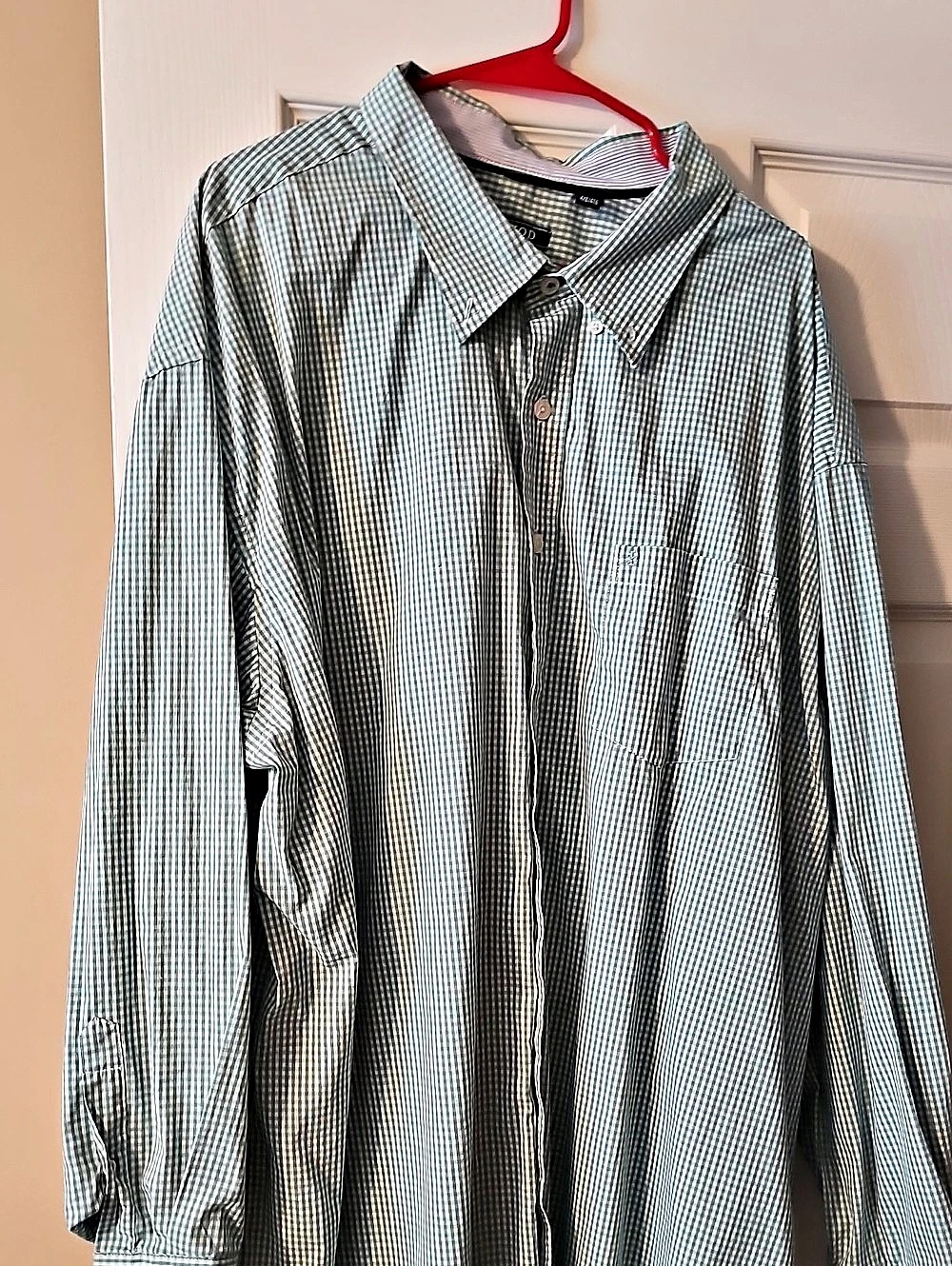 Izod Gingham Button Down Shirt in Green & White